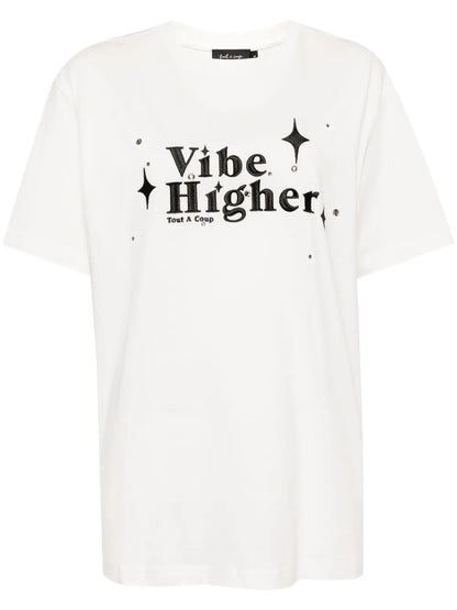 Slogan-Embroidered Cotton T-Shirt