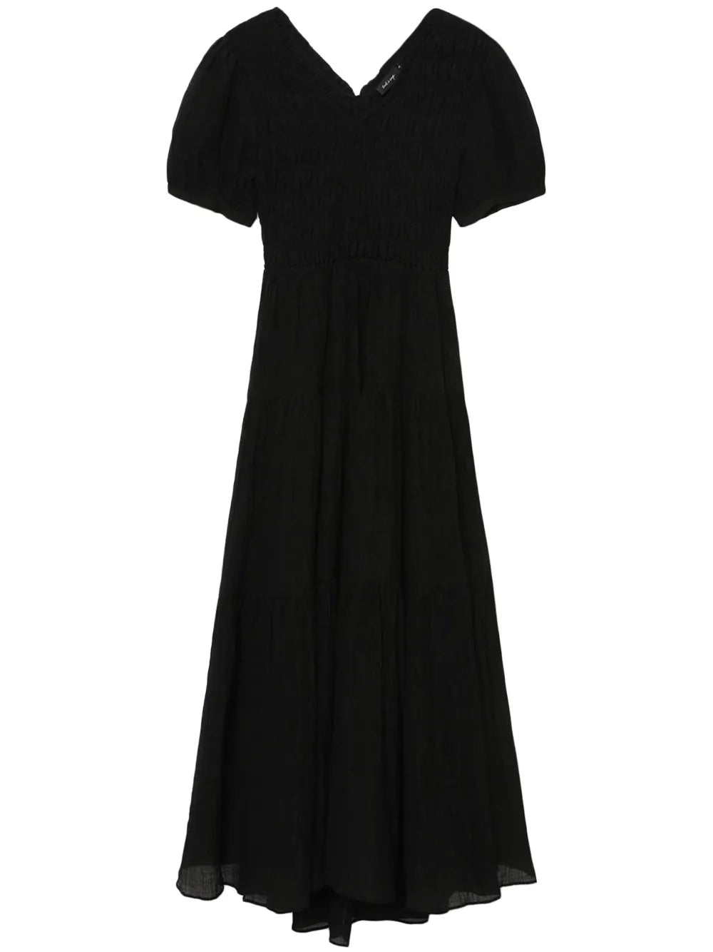 Puff-Sleeves Smocked Midi Dress