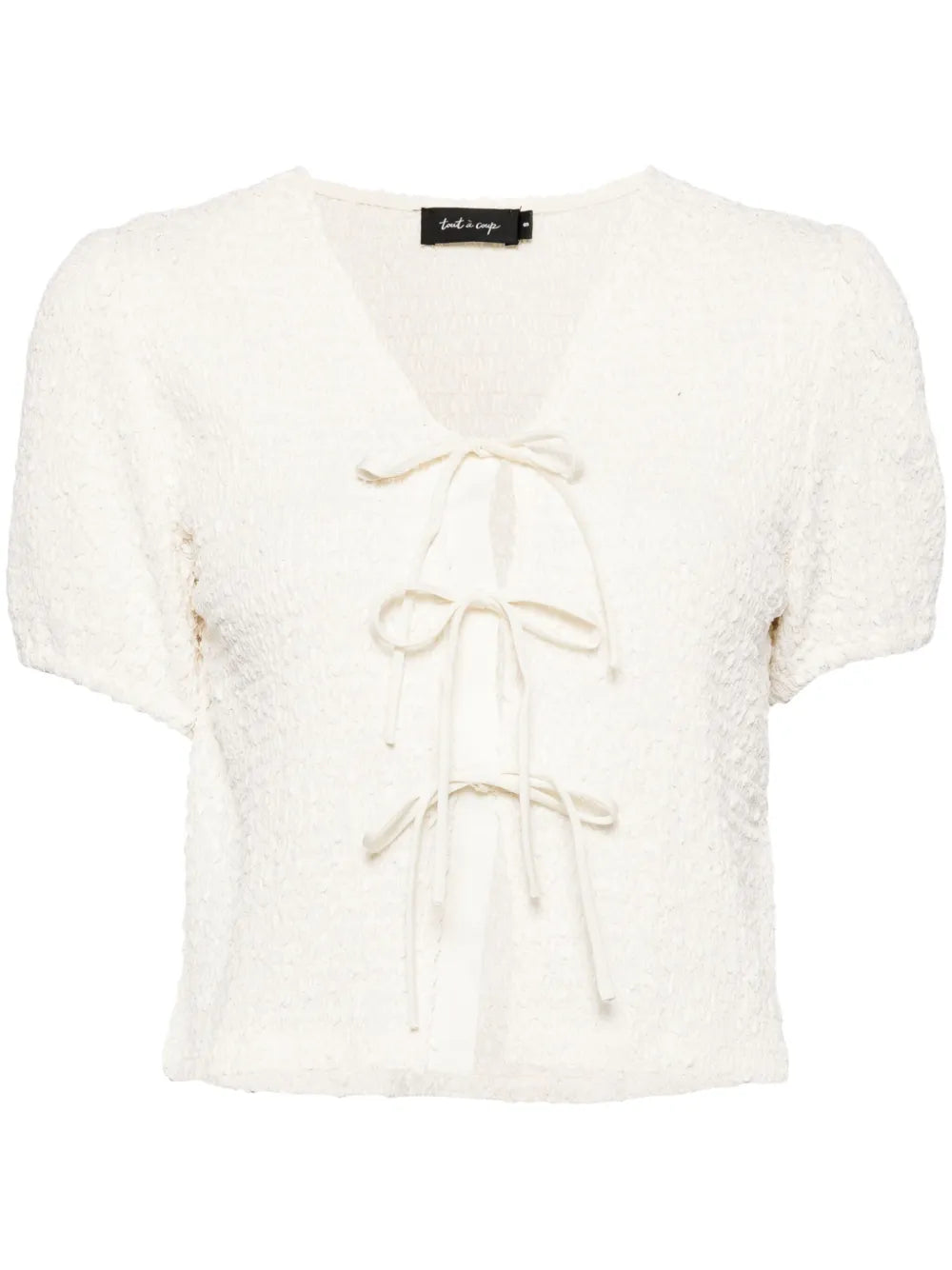 Textured Front-Tie T-Shirt