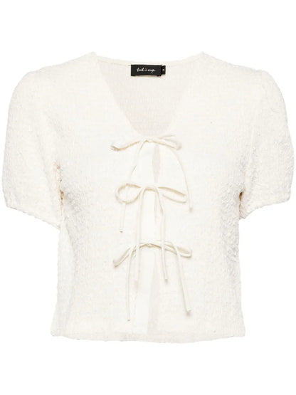 Textured Front-Tie T-Shirt