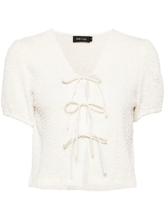 Textured Front-Tie T-Shirt