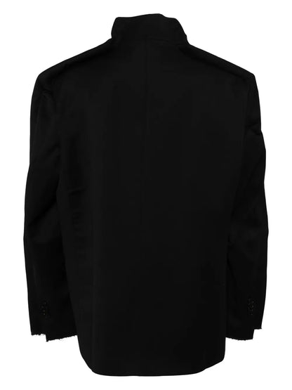 Frayed-Edge Single-Breasted Blazer
