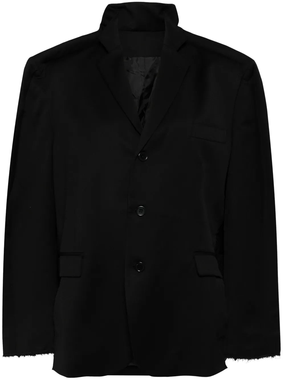 Frayed-Edge Single-Breasted Blazer