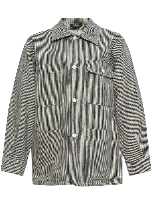 Striped Button-Up Shirt Jacket