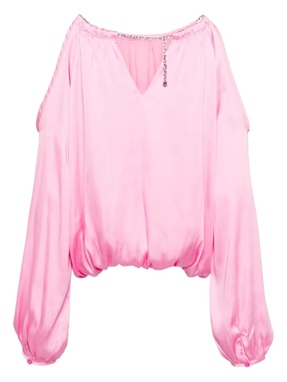 Draped Cold-Shoulder Blouse