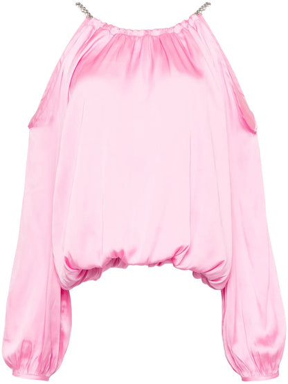 Draped Cold-Shoulder Blouse