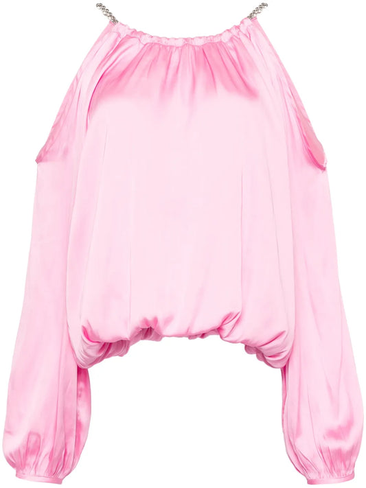 Draped Cold-Shoulder Blouse