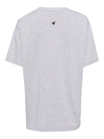 Slogan-Embroidered Cotton T-Shirt
