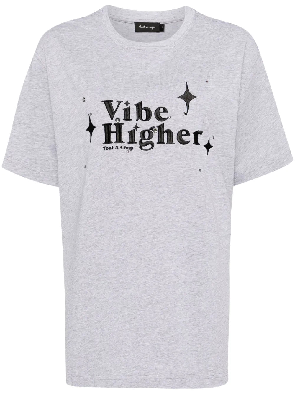 Slogan-Embroidered Cotton T-Shirt
