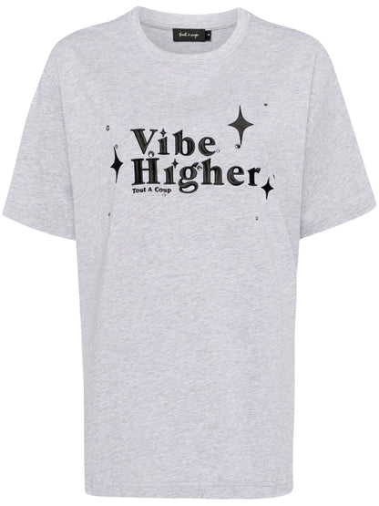 Slogan-Embroidered Cotton T-Shirt