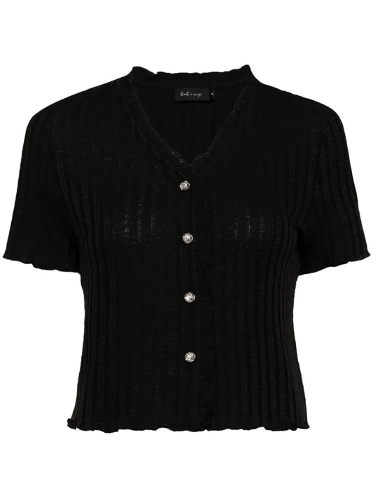 Button-Up Ribbed T-Shirt
