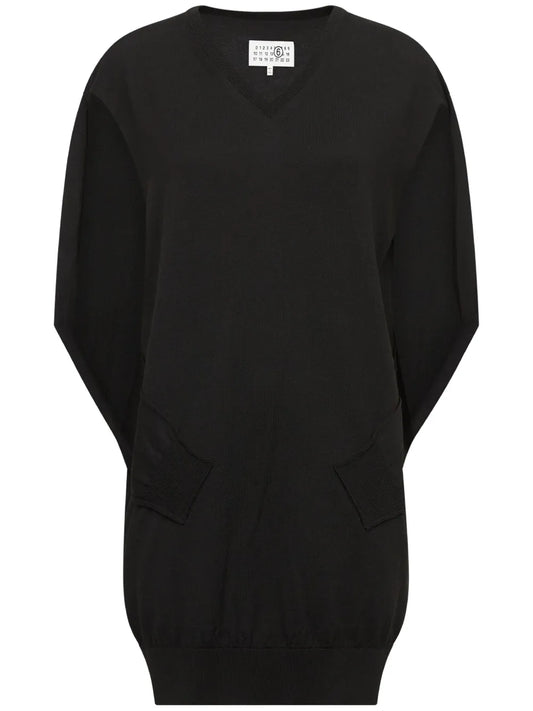 V-Neck Cape-Design Minidress