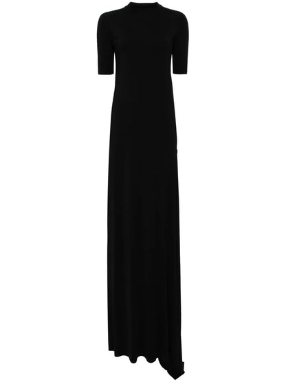 Draped-Detail Short-Sleeve Maxi Dress