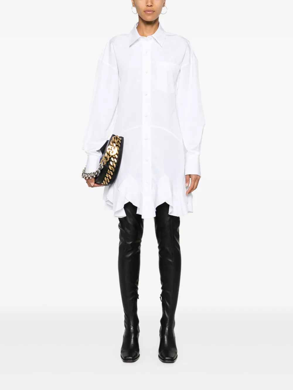 Logo-Embroidered Poplin Mini Dress