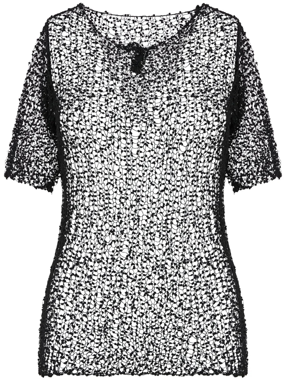 Dot-Embroidered Semi-Sheer Top
