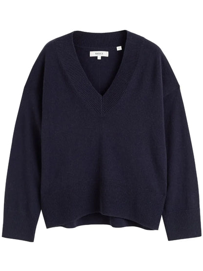 V-Neck Ribbed Jumper