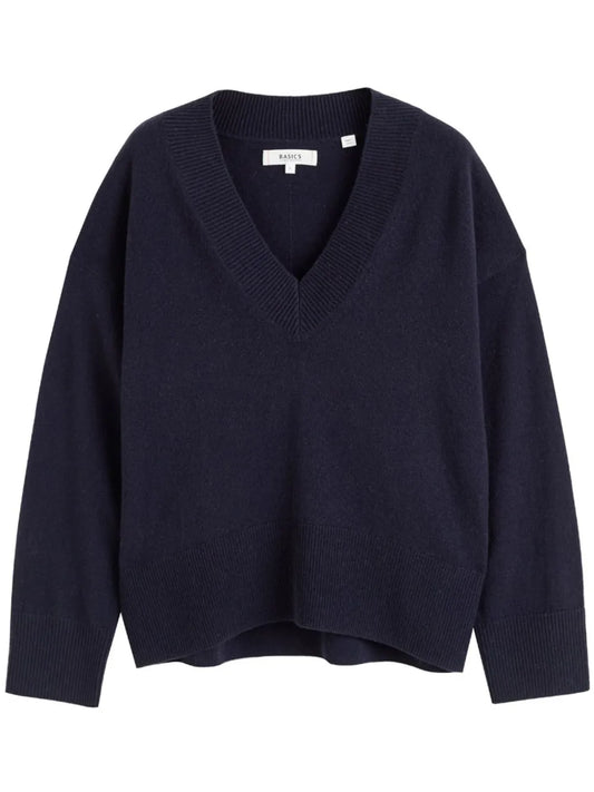 V-Neck Ribbed Jumper
