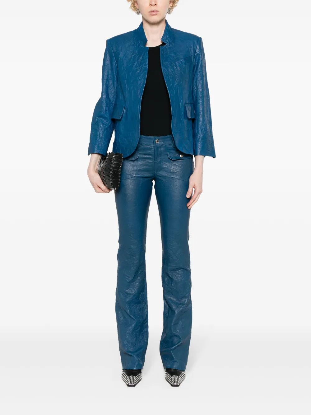 Verys Crinkled Leather Blazer
