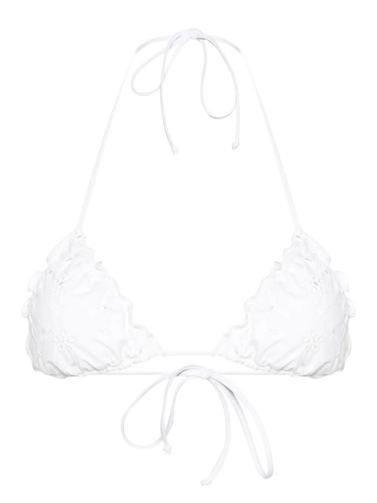 Saggitarius Floral-Embroidery Bikini Top