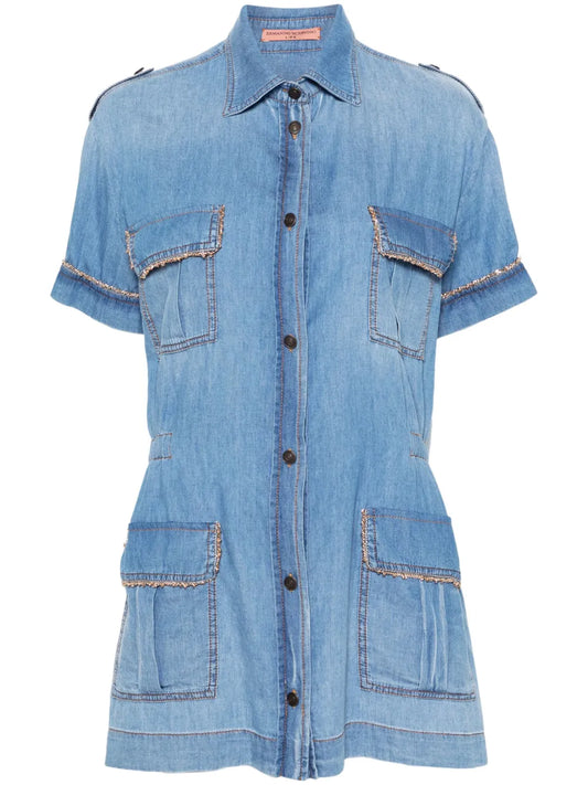 Chain-Trim Chambray Shirt