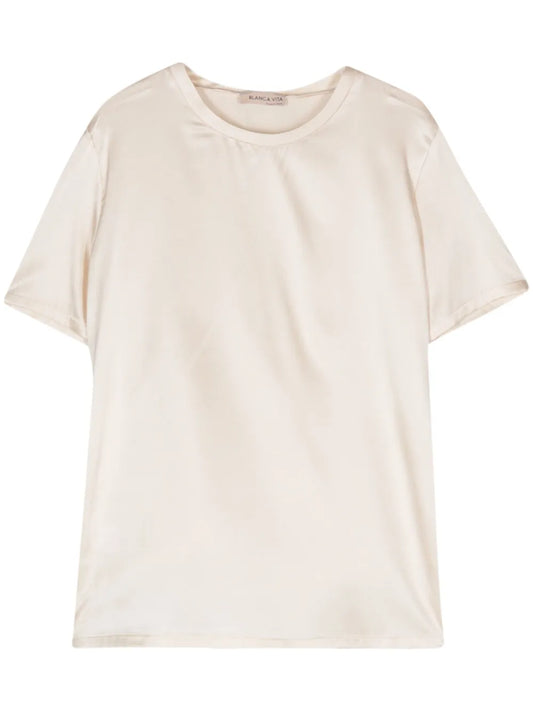Crew-Neck Satin T-Shirt