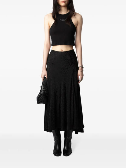 Jeanne Leopard Silk Skirt