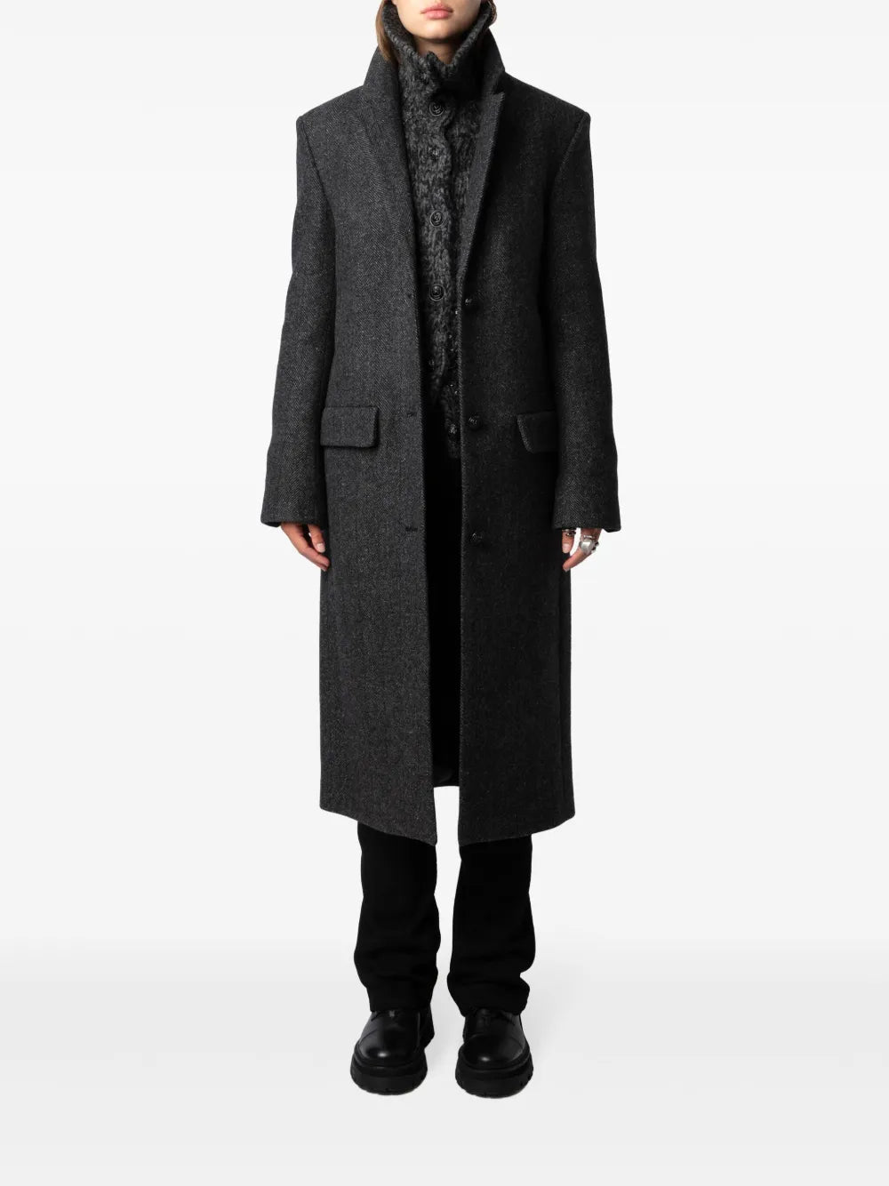 Wool-Blend Single-Breasted Coat