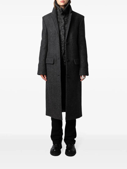 Wool-Blend Single-Breasted Coat