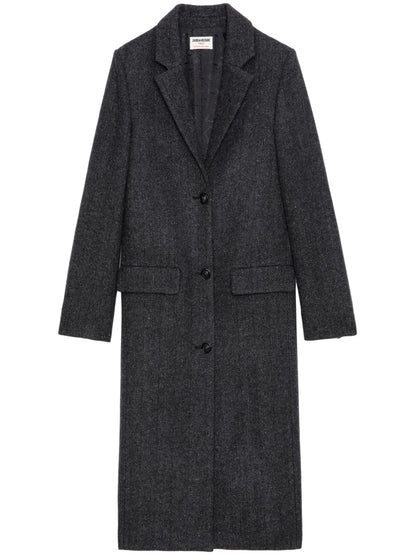 Wool-Blend Single-Breasted Coat