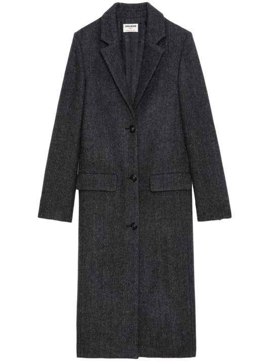 Wool-Blend Single-Breasted Coat