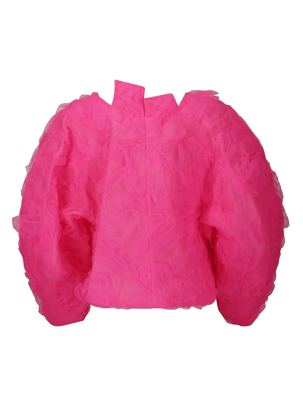 Tulle-Overlay Cropped Jacket