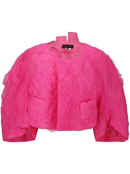 Tulle-Overlay Cropped Jacket