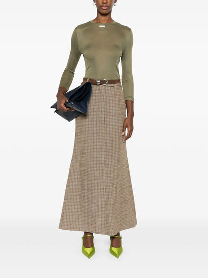Triangle-Logo Semi-Sheer Silk Top