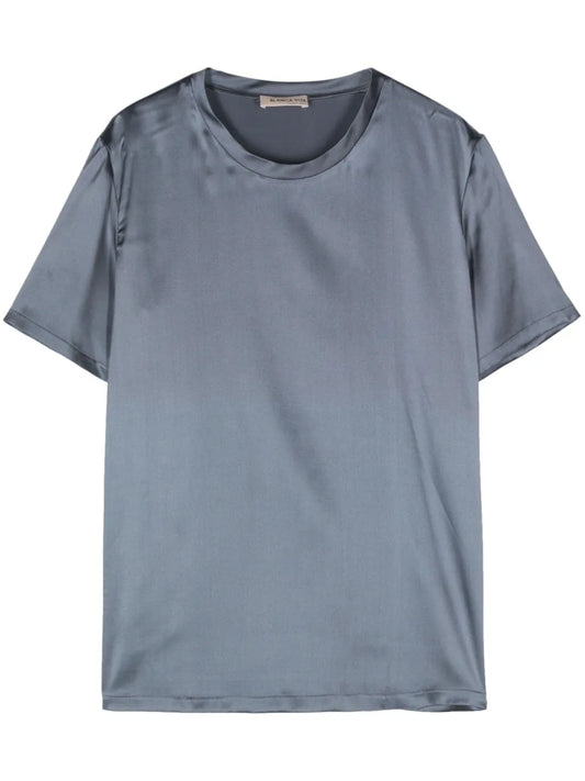 Crew-Neck Satin T-Shirt