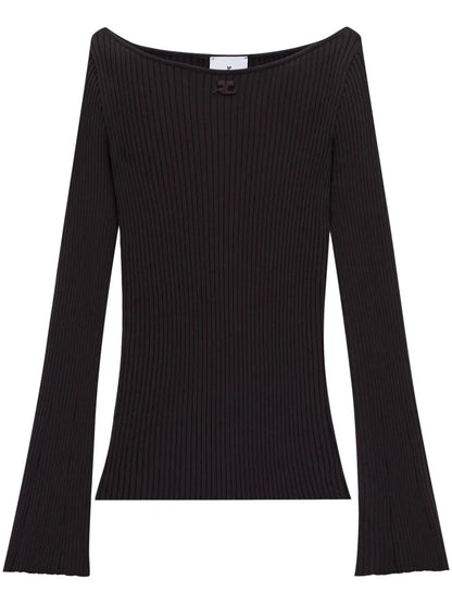 Boat-Neck Ribbed Jumper