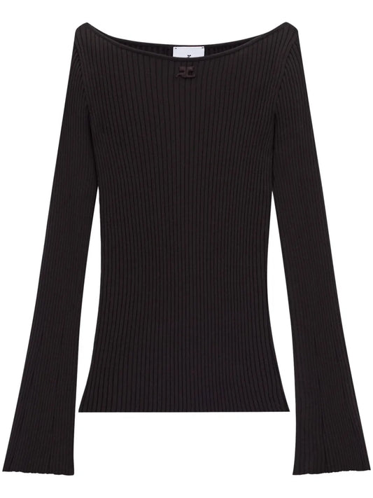 Boat-Neck Ribbed Jumper