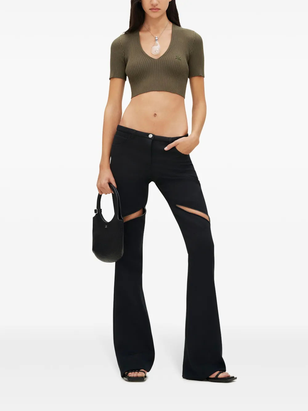 Ribbed Knit V-Neck Top