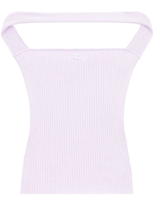 Cut-Out Ribbed Knit Top