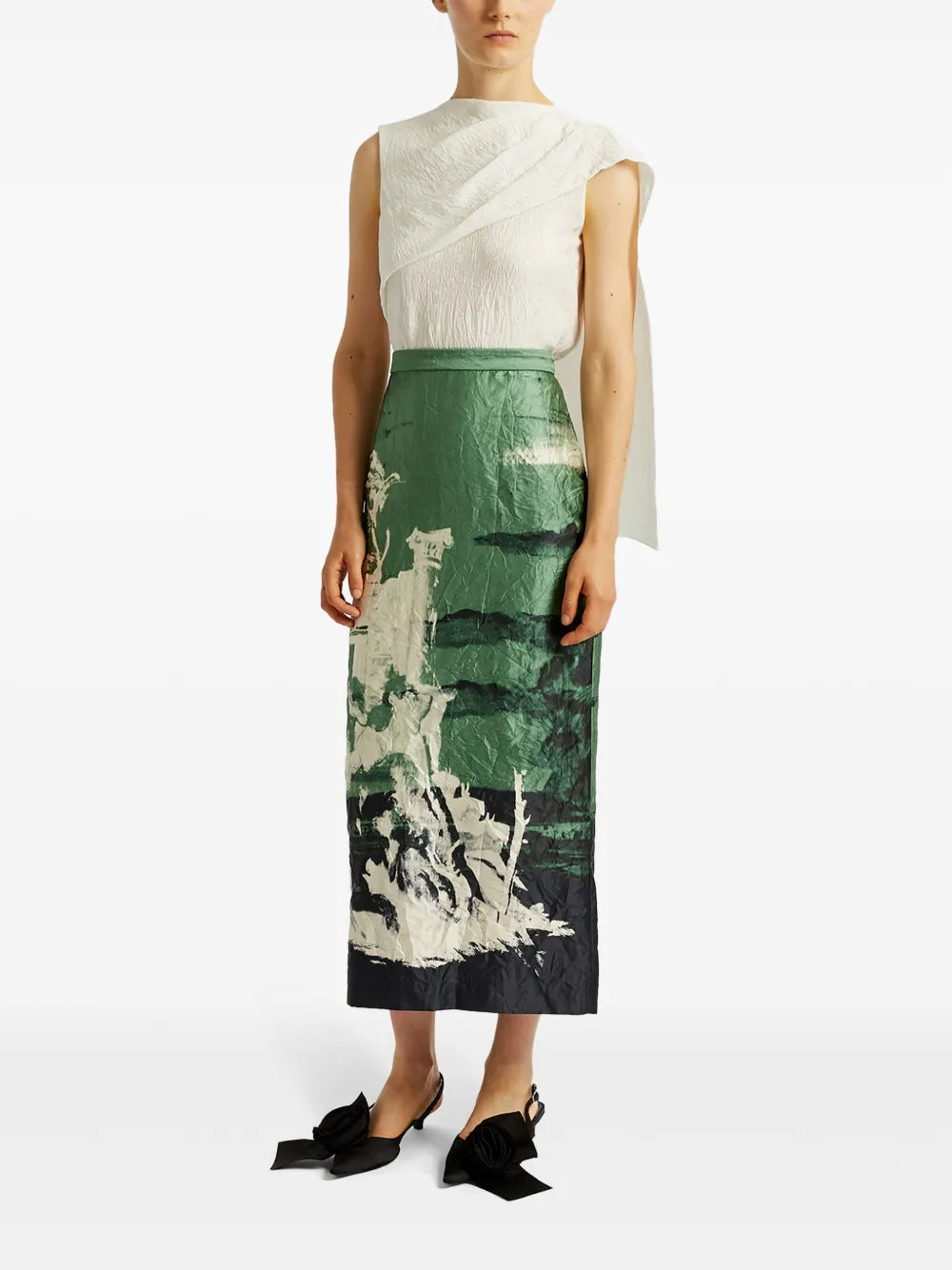 Asymmetric-Design Draped Blouse