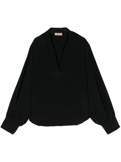 Long-Sleeves Crepe Blouse