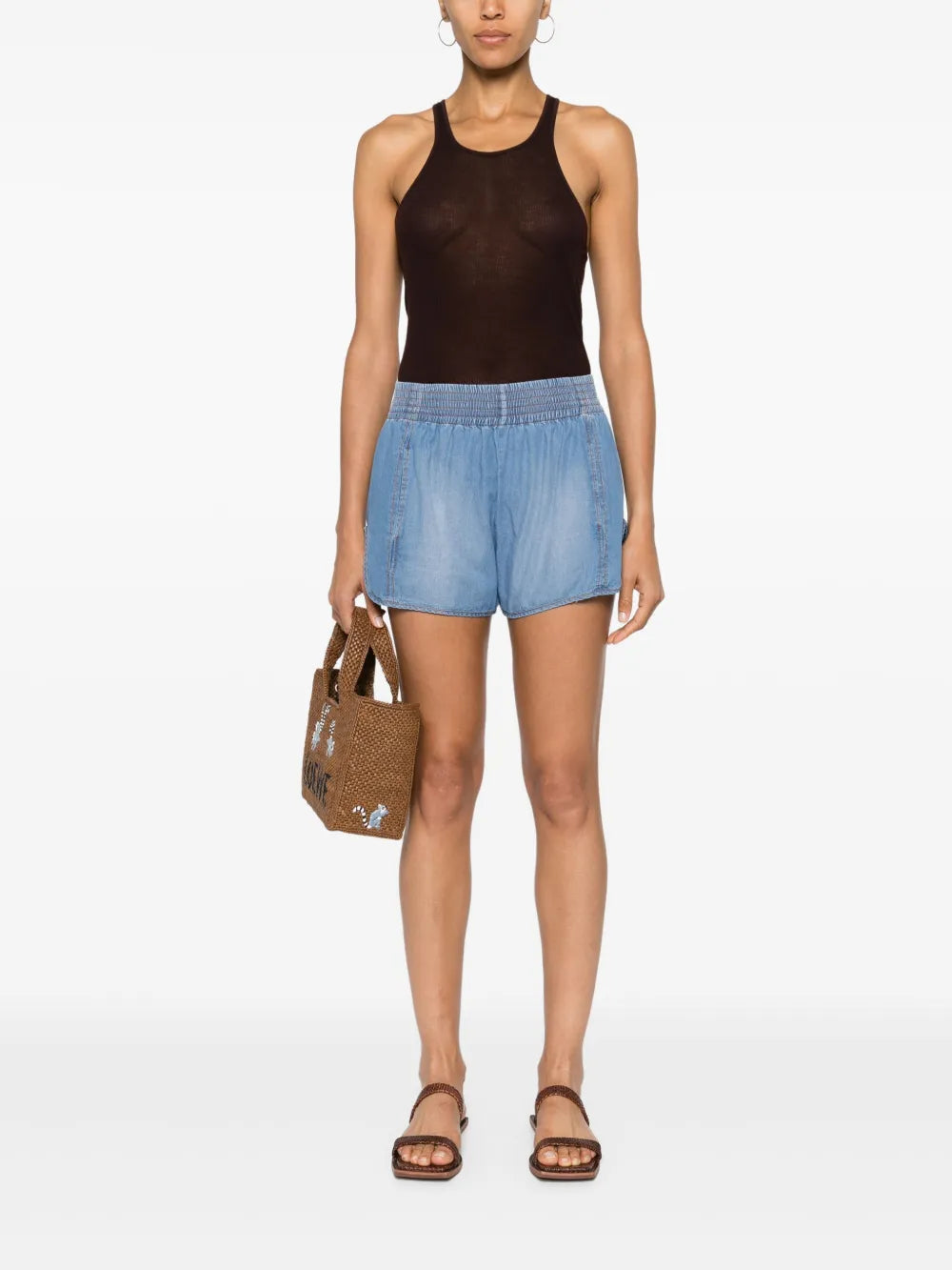 Chambray Mini Shorts