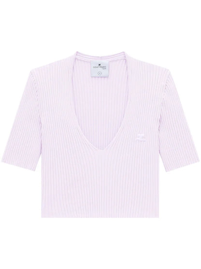 Ribbed Knit V-Neck Top