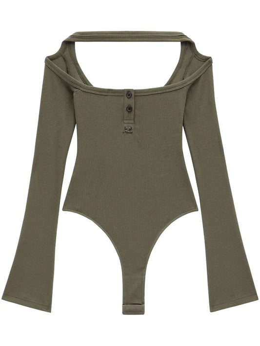 Cut-Out Ribbed Bodysuit