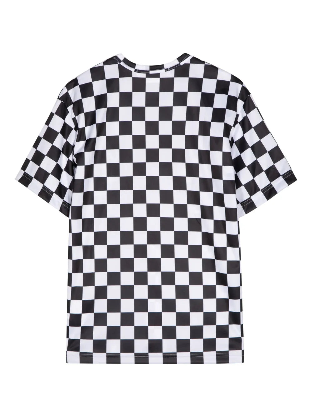 Slogan-Print Checkerboard T-Shirt