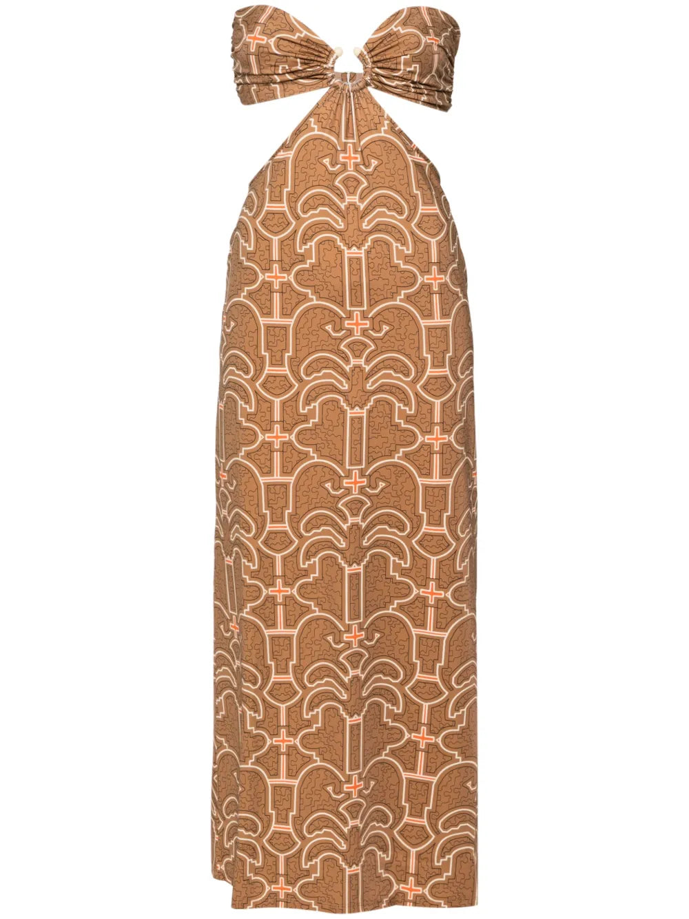 Jungle Geometry Strapless Maxi Dress