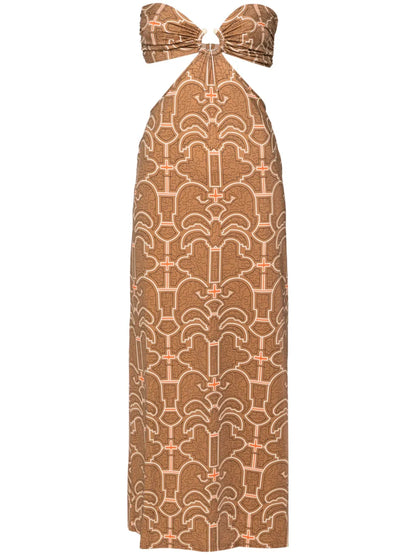 Jungle Geometry Strapless Maxi Dress