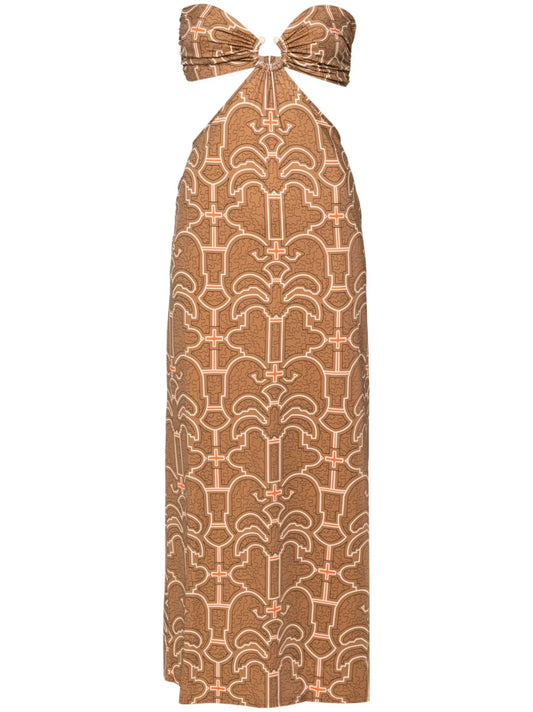 Jungle Geometry Strapless Maxi Dress