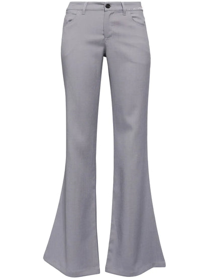 Mid-Rise Flared Wool Pants