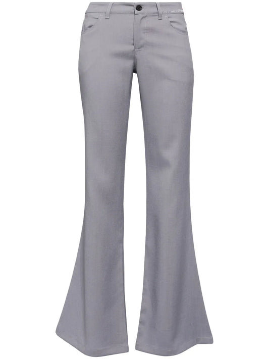 Mid-Rise Flared Wool Pants