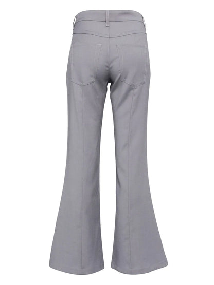 Mid-Rise Flared Wool Pants